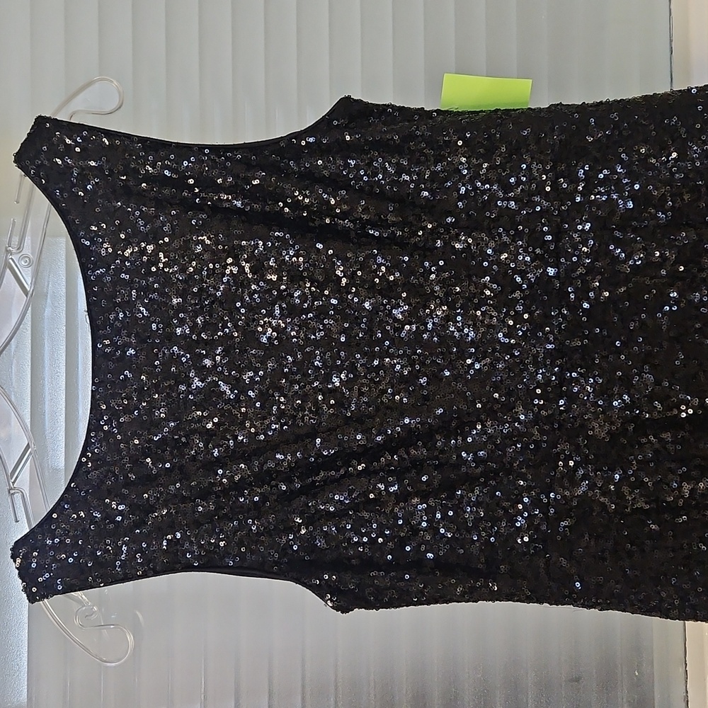 Size 10 (tag M) black/silver sleeveless sequin sheath style evening gown NWOT - Picture 4 of 11